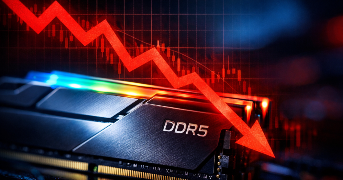 ddr5 ram stick with a falling arrow