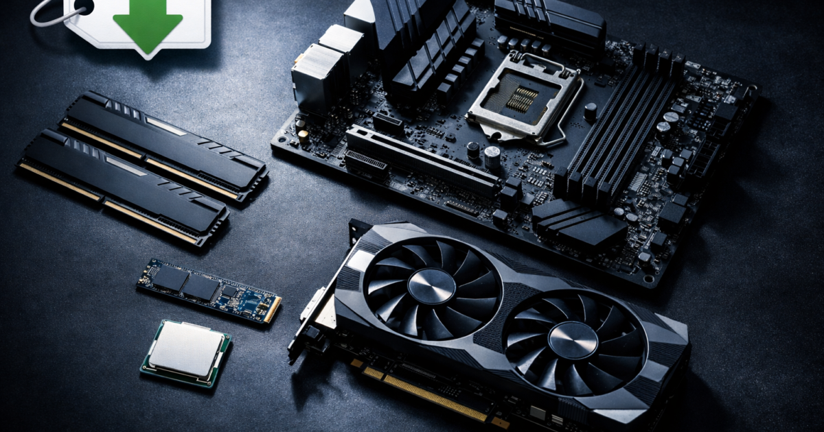 image shows basic PC components