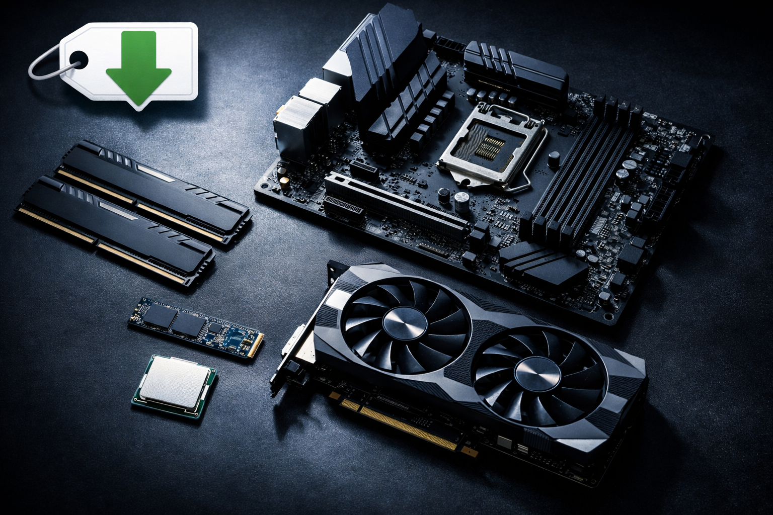 image shows basic PC components